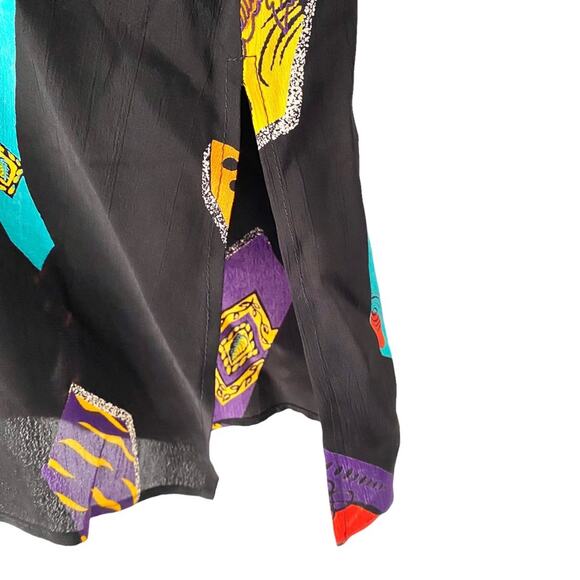 Platinum By Dorothy Schoelen Vintage Black Tie Print Tank Blouse size medium - Picture 3 of 6